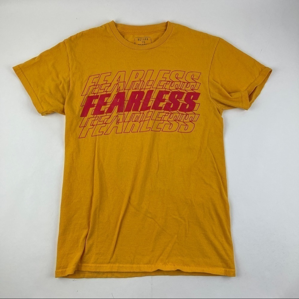 Return To Sender Tshirt Womens Small Yellow Fearless Graphic Short Sleeve